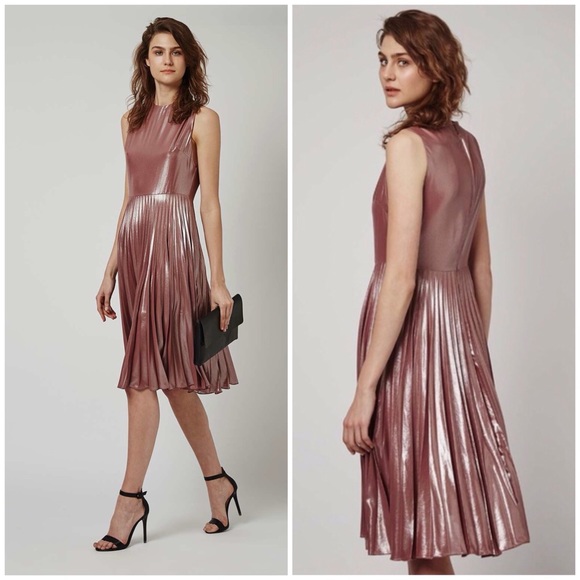 topshop pink metallic dress